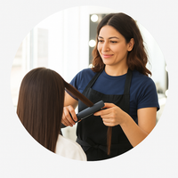 Résultat final du lissage brésilien sur cliente, démontrant la tenue et la brillance après application selon la méthode Myriam•K Paris®